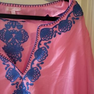 Lilly Pulitzer bright pink embroidered tunic cover-up size Large